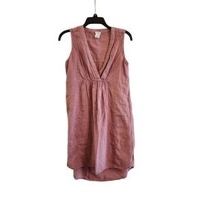 Sigrid Olsen 100% linen sleeveless pink dress size xs